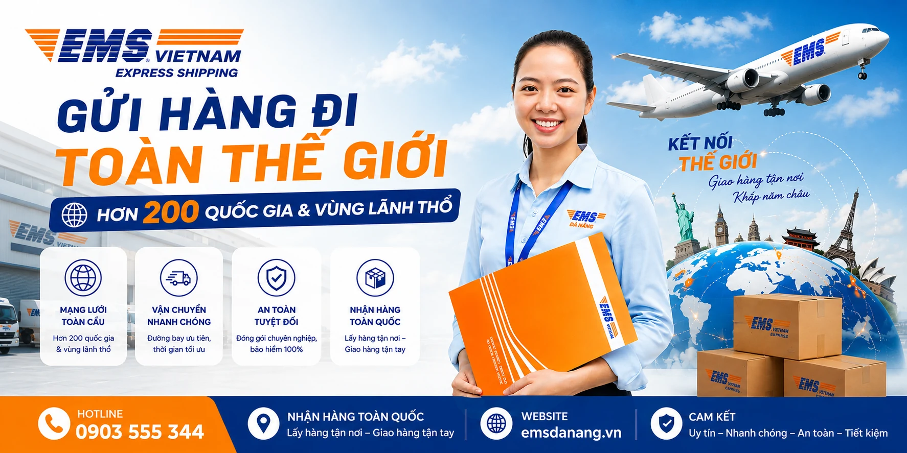 Dịch vụ gửi hàng đi nước ngoài EMS Đà Nẵng