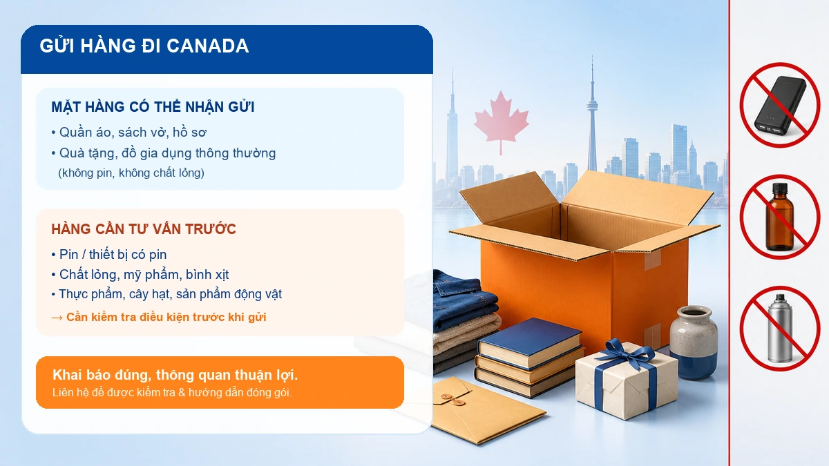 Lưu ý hàng hóa khi gửi hàng đi Canada