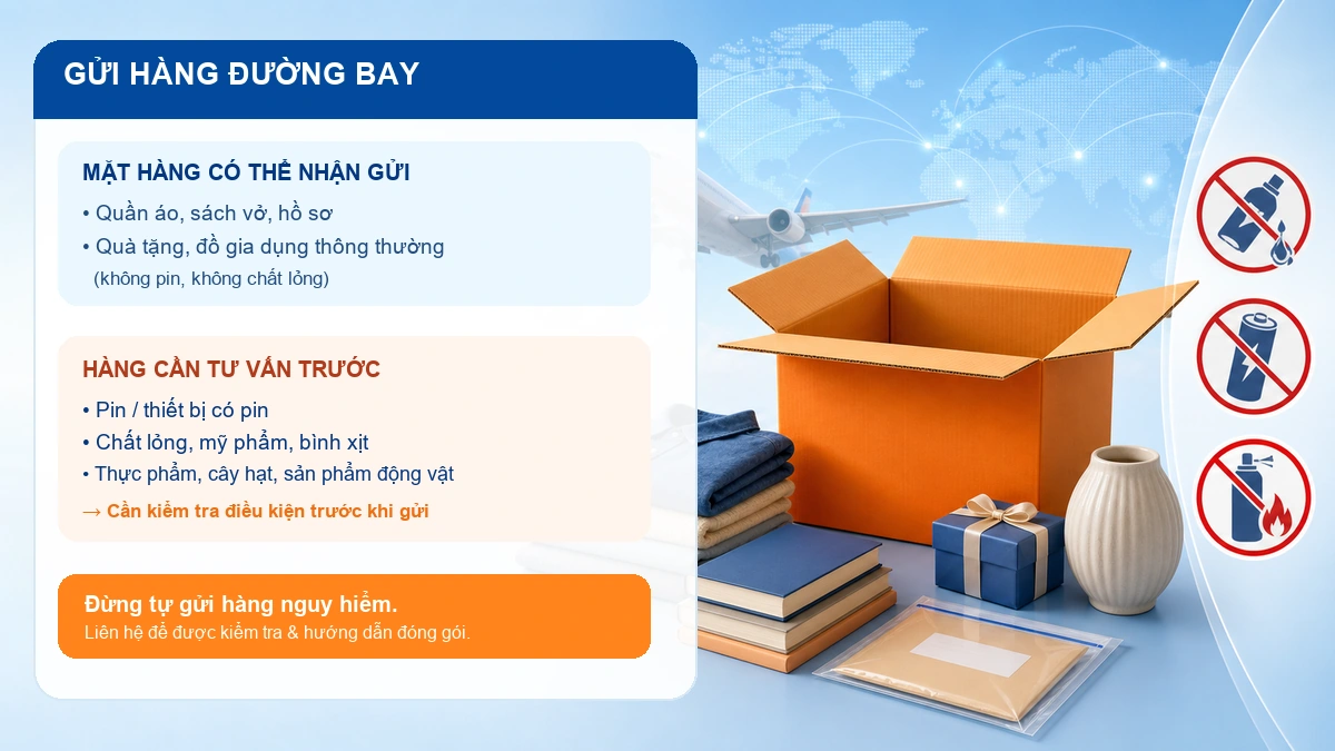 Lưu ý mặt hàng khi gửi hàng đi New Zealand bằng đường bay
